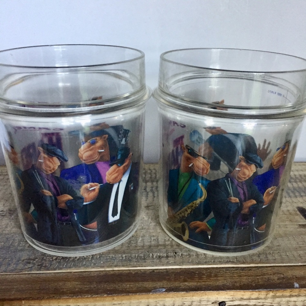 Camel plastic cups 1991 vintage insulated tumblers
